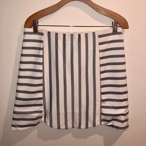 Topshop Scalloped Blue and White Striped Skirt
